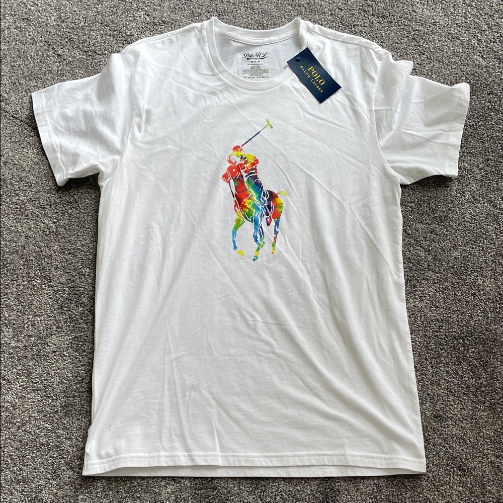 Polo by Ralph Lauren White Tee with Multicolor Graphic